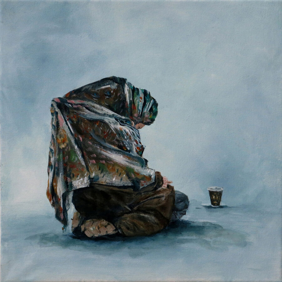 Susanne Müller-Kölmel, hush or rush, 2019, Tusche, Acryl auf Leinwand, 30x30 cm